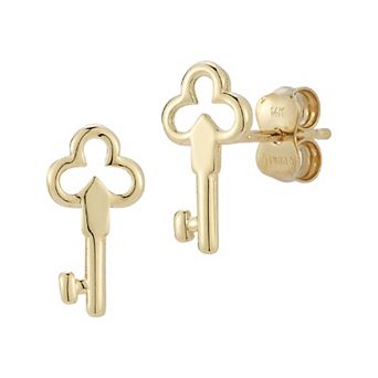 LUMINOR GOLD 14k Gold Key Stud Earrings