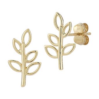 LUMINOR GOLD 14k Gold Leaf Stud Earrings