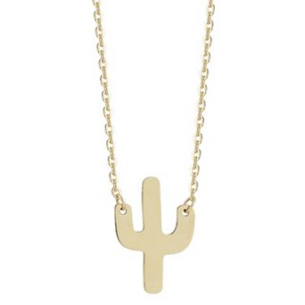 LUMINOR GOLD 14k Gold Cactus Pendant Necklace