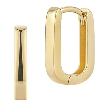 LUMINOR GOLD 14k Gold Square Tube Oval Huggie Earrings