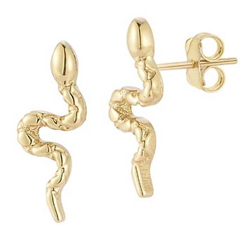 LUMINOR GOLD 14k Gold Snake Stud Earrings