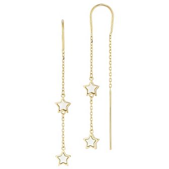 LUMINOR GOLD 14k Gold Mother of Pearl Star Threader Earrings