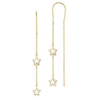 LUMINOR GOLD 14k Gold Mother of Pearl Star Threader Earrings