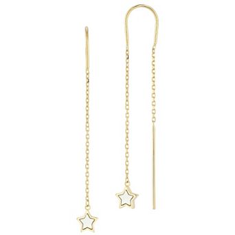 LUMINOR GOLD 14k Gold Mother of Pearl Star Threader Earrings