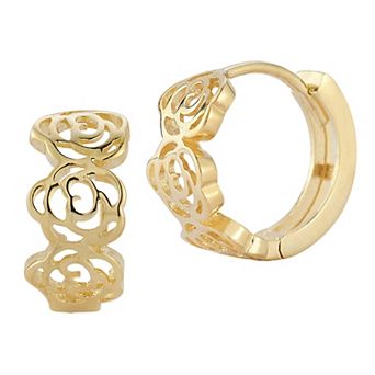 LUMINOR GOLD 14k Gold Flower Huggie Earrings