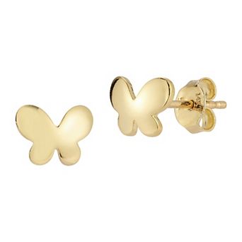 LUMINOR GOLD 14k Gold Puffed Butterfly Stud Earrings