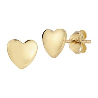 LUMINOR GOLD 14k Gold Puffed Heart Stud Earrings