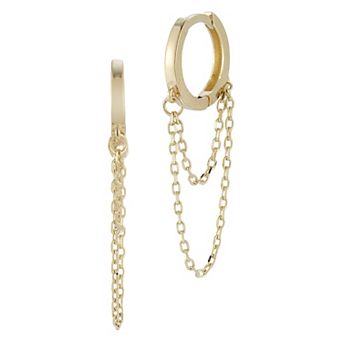 LUMINOR GOLD 14k Gold Chain Huggie Earrings