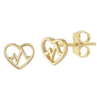 LUMINOR GOLD 14k Gold Heartbeat Stud Earrings
