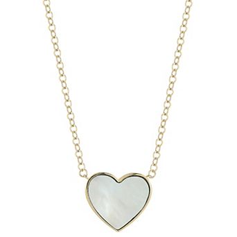 LUMINOR GOLD 14k Gold Mother of Pearl Heart Pendant Necklace