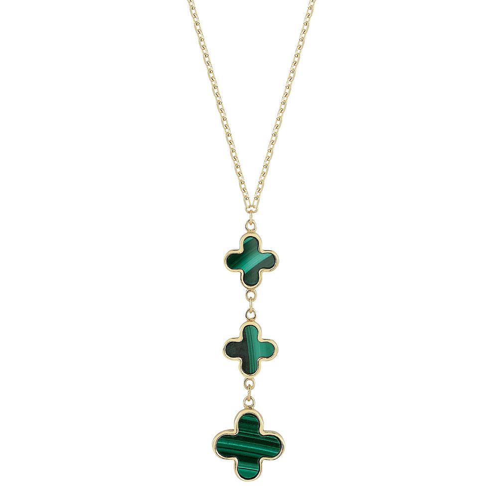 LUMINOR GOLD 14k Gold Malachite Clover Pendant Necklace