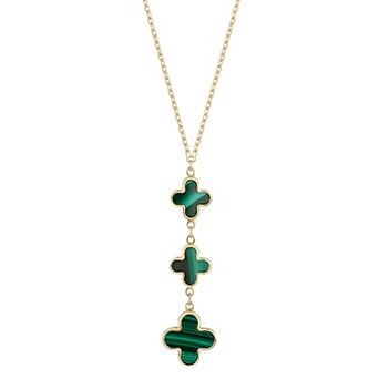 LUMINOR GOLD 14k Gold Malachite Clover Pendant Necklace