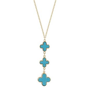 LUMINOR GOLD 14k Gold Turquoise Clover Pendant Necklace