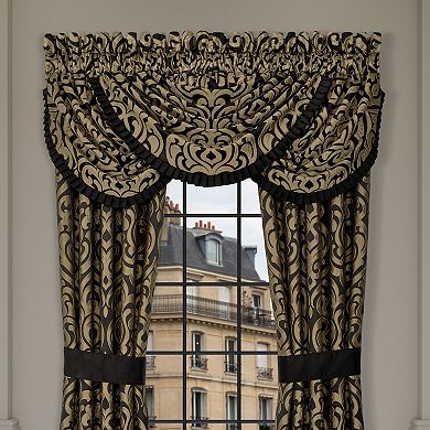 Five Queens Court Blythe Black & Gold Waterfall Window Valance