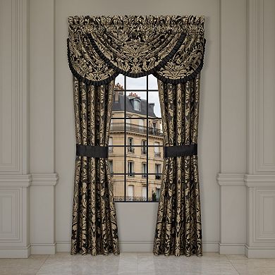 Five Queens Court Branson Black & Gold Set of 2 Window Curtain Panels