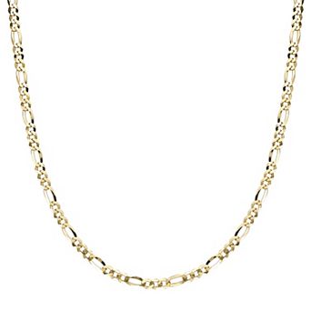 Men's LYNX 14k Gold Over Silver 4.4mm Flat Figaro Chain Necklace