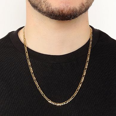 Men's LYNX 14k Gold Over Silver 4.4mm Flat Figaro Chain Necklace