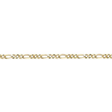 Men's LYNX 14k Gold Over Silver 4.4mm Flat Figaro Chain Necklace
