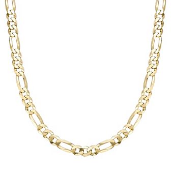 Men's LYNX 14k Gold Over Silver 8mm Flat Figaro Chain Necklace