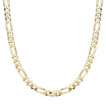 Men's LYNX 14k Gold Over Silver 8mm Flat Figaro Chain Necklace