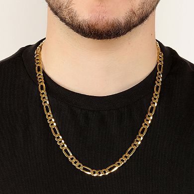 Men's LYNX 14k Gold Over Silver 8mm Flat Figaro Chain Necklace