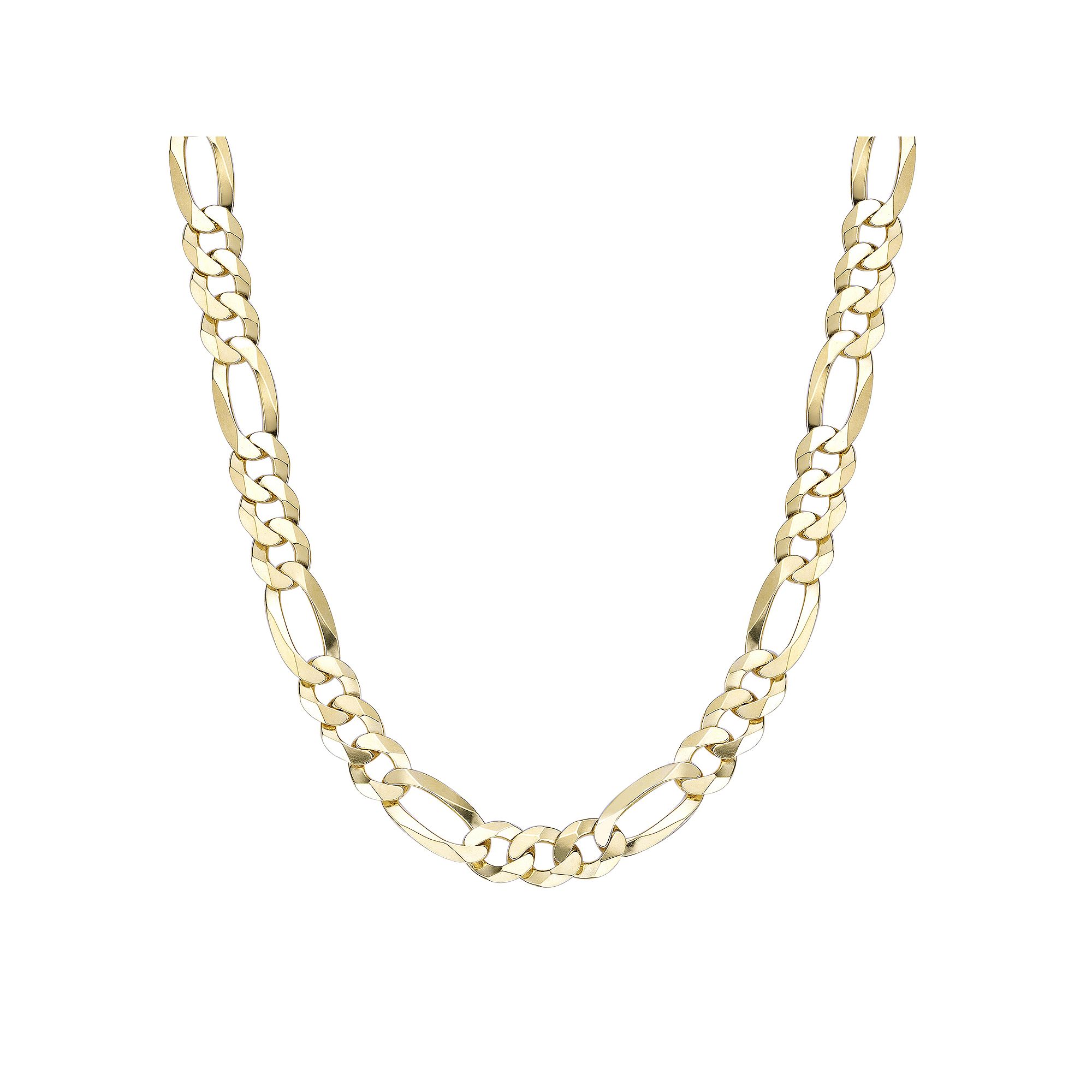 Mens LYNX 14k Gold Over Silver 10mm Flat Figaro Chain Necklace, Size: 22