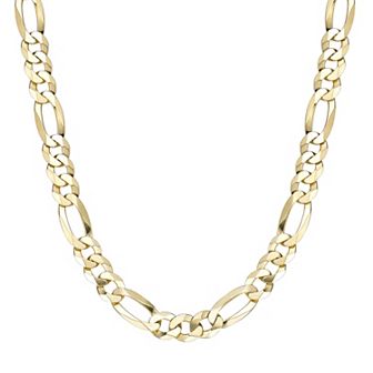 Men's LYNX 14k Gold Over Silver 10mm Flat Figaro Chain Necklace