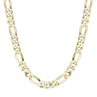 Men's LYNX 14k Gold Over Silver 10mm Flat Figaro Chain Necklace