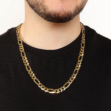Men's LYNX 14k Gold Over Silver 10mm Flat Figaro Chain Necklace