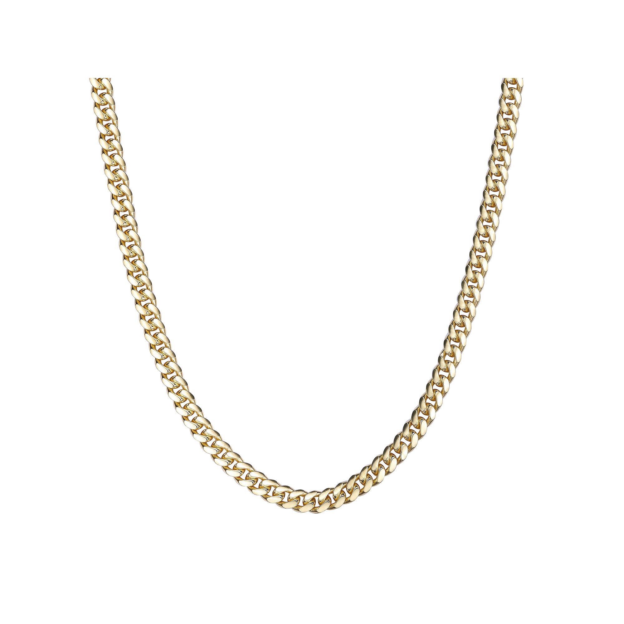 Mens LYNX 14k Gold Over Silver 6.4mm Miami Cuban Chain Necklace, Size: 24