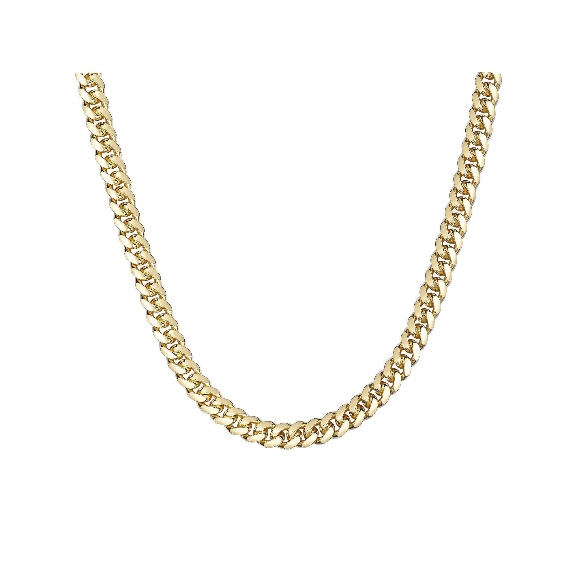 Mens LYNX 14k Gold Over Silver 8.6mm Miami Cuban Chain Necklace, Size: 24