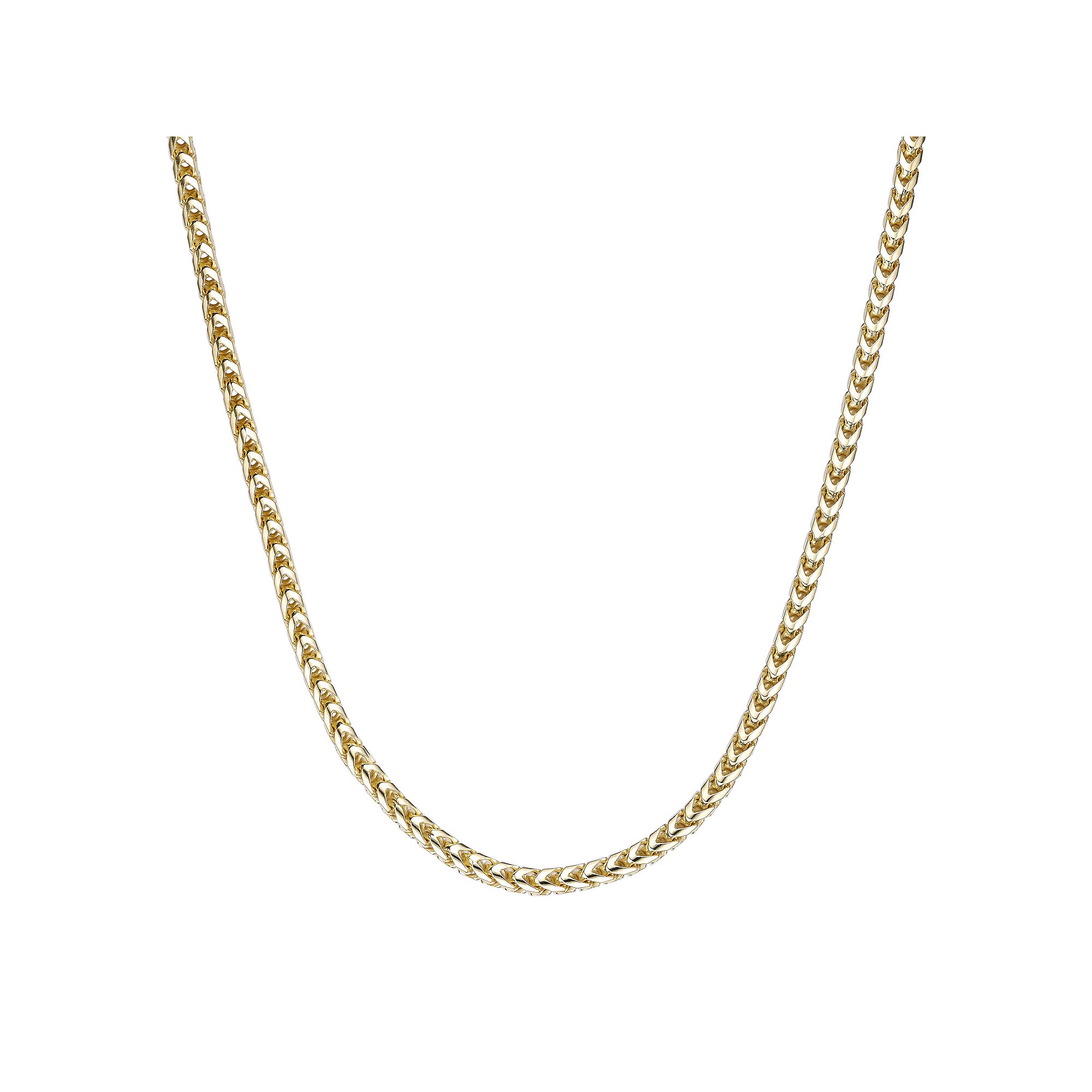 Mens LYNX 14k Gold Over Silver 3.8mm Franco Chain Necklace, Size: 26, G