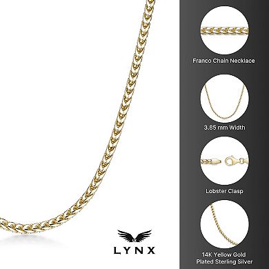 Men's LYNX 14k Gold Over Silver 3.8mm Franco Chain Necklace