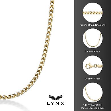 Men's LYNX 14k Gold Over Silver 4.1mm Franco Chain Necklace
