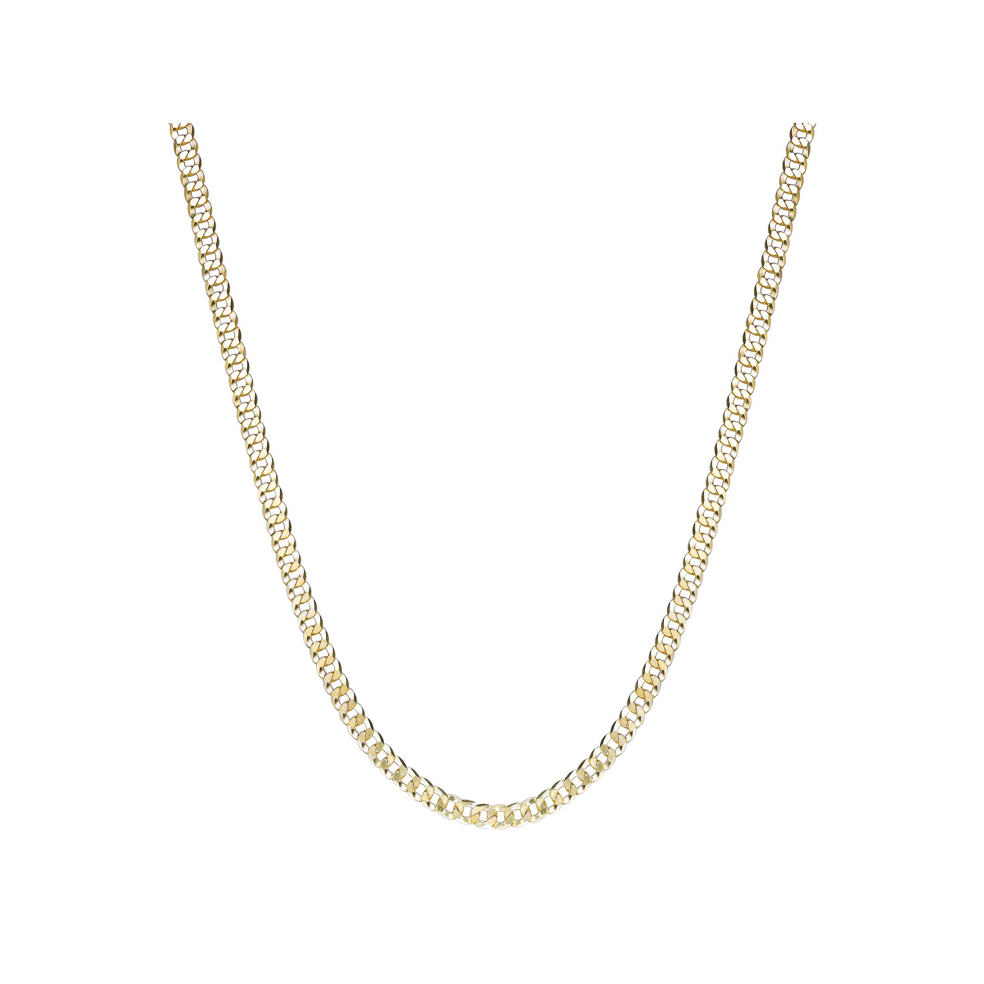 LYNX Mens 14k Gold Plated Flat Cuban Chain Necklace, Size: 24, Gold Ton