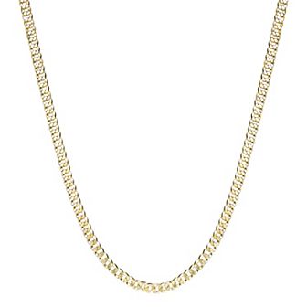 LYNX Men's 14k Gold Plated Flat Cuban Chain Necklace