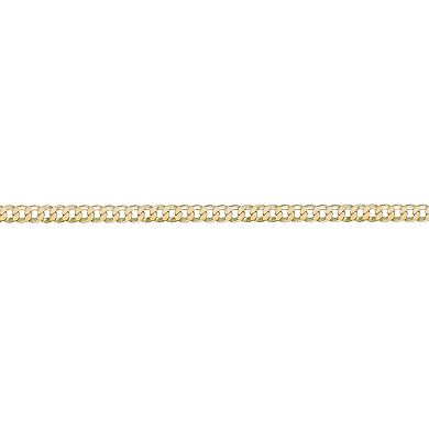 LYNX Men's 14k Gold Plated Flat Cuban Chain Necklace