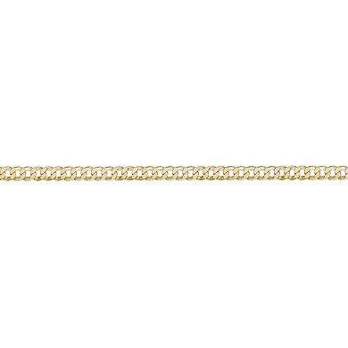 LYNX Men's 14k Gold Plated Flat Cuban Chain Necklace