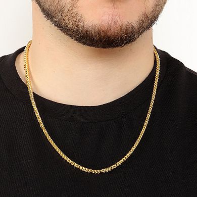 Men's LYNX 14k Gold Over Silver 3mm Franco Chain Necklace
