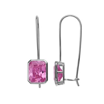 Rosabella Sterling Silver Pink Cubic Zirconia Drop Earrings