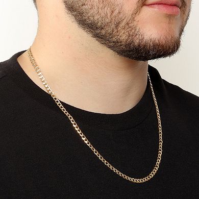 Men's LYNX 14k Gold Over Silver 4.3mm Pave Cuban Chain Necklace