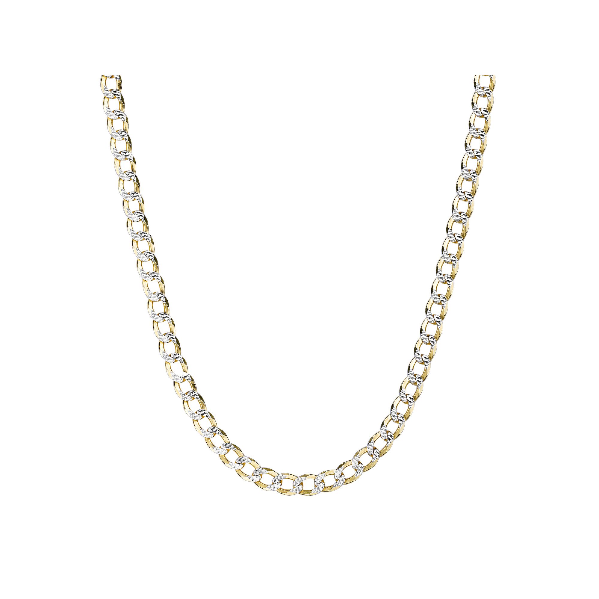 Mens LYNX 14k Gold Over Silver 6.4mm Pave Cuban Chain Necklace, Size: 26