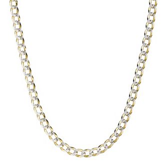 Men's LYNX 14k Gold Over Silver 6.4mm Pave Cuban Chain Necklace