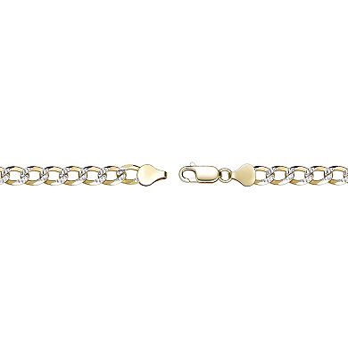 Men's LYNX 14k Gold Over Silver 6.4mm Pave Cuban Chain Necklace