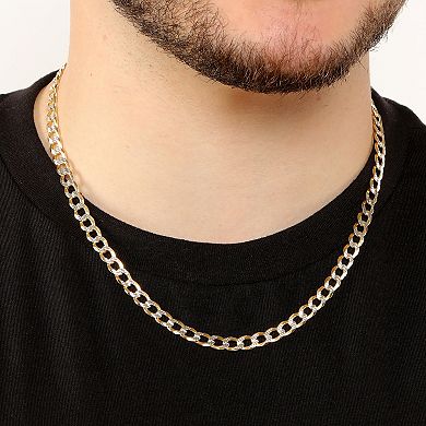 Men's LYNX 14k Gold Over Silver 6.4mm Pave Cuban Chain Necklace