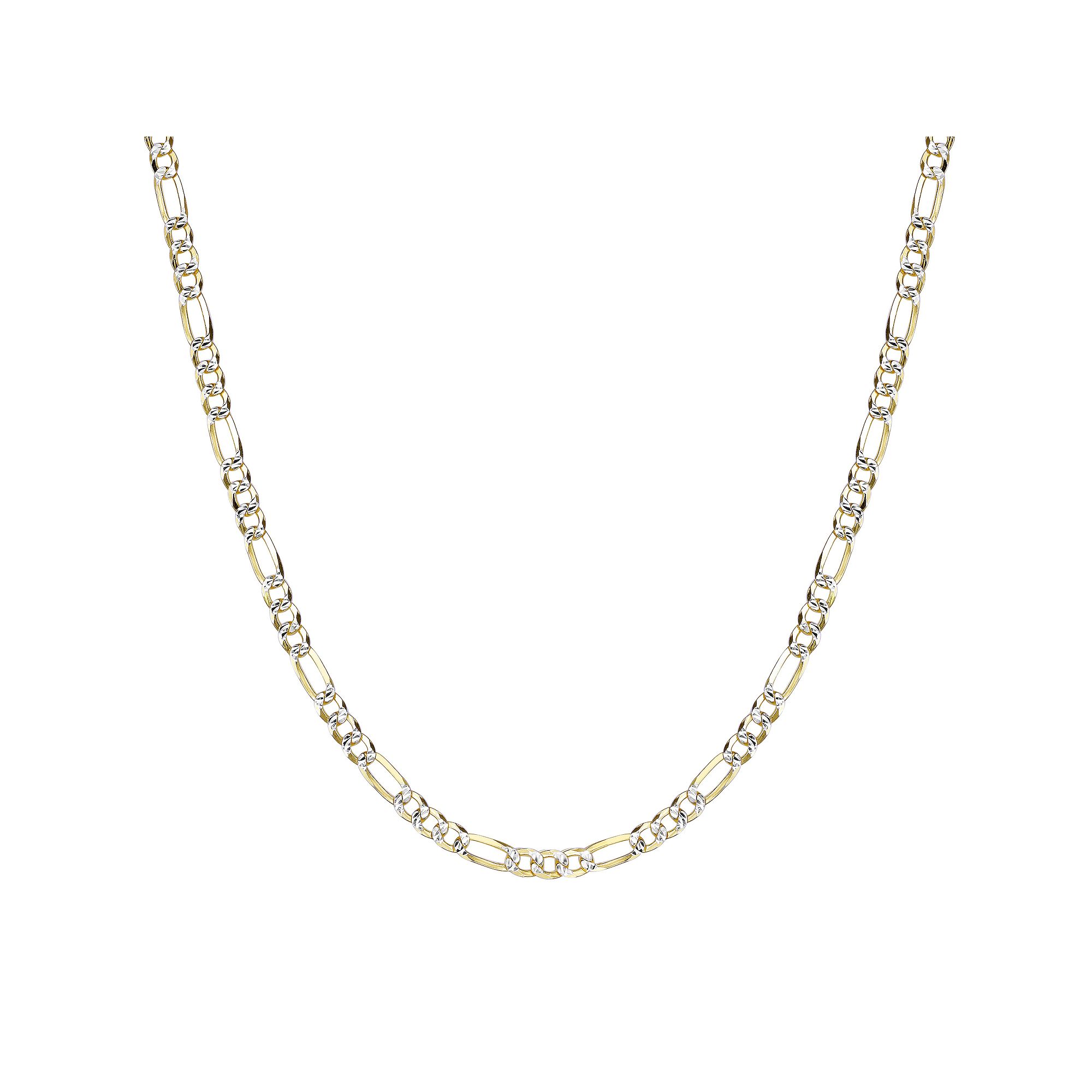 Mens LYNX 14k Gold Over Silver 4.2mm Flat Figaro Chain Necklace, Size: 26