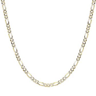 Men's LYNX 14k Gold Over Silver 4.2mm Flat Figaro Chain Necklace