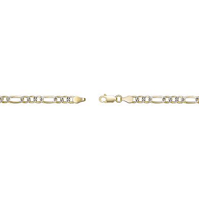 Men's LYNX 14k Gold Over Silver 4.2mm Flat Figaro Chain Necklace