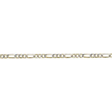 Men's LYNX 14k Gold Over Silver 4.2mm Flat Figaro Chain Necklace