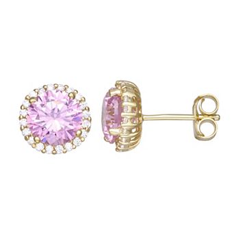 Rosabella Sterling Silver Cubic Zirconia Halo Stud Earrings